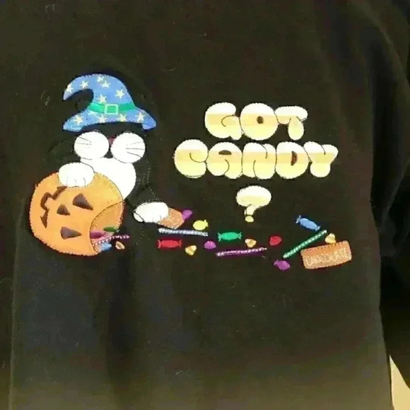 Allyson Whitmore Black Cotton Halloween Crop Top Women 1X - Picture 2 of 5